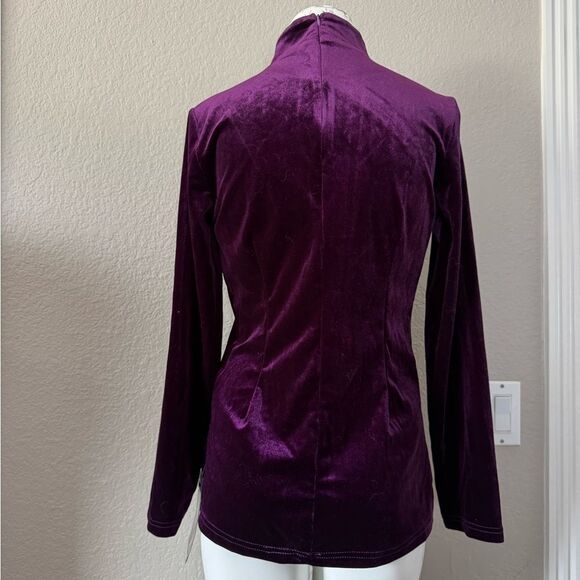 Elegant Babalet Purple Velvet Women's Top M NWT - Picture 4 of 9